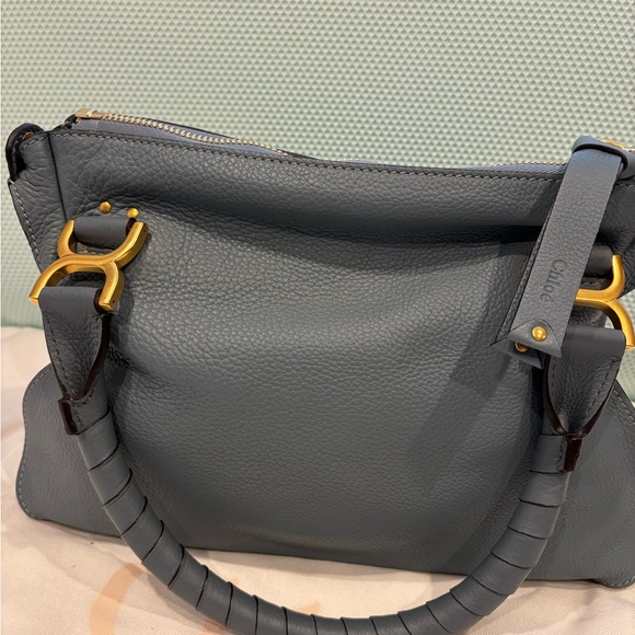 Chloe Marcie Leather Satchel Cloud Blue - Picture 5 of 13